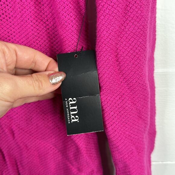 ANA Pink Fuchsia Scoop Neck Long Sleeve Knit Sweater Sweatshirt Top Size Small - Picture 10 of 13